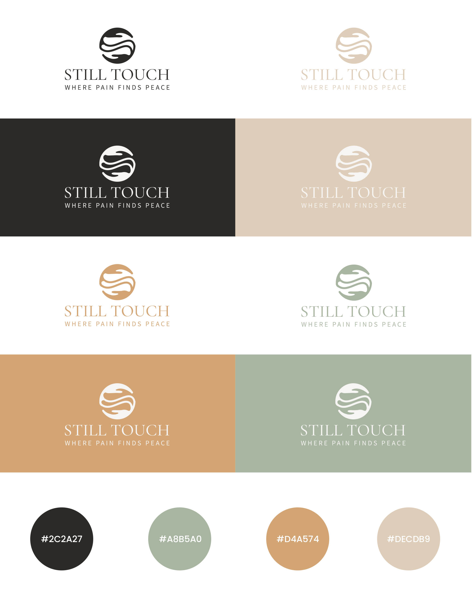 Round 2 deliverable for Still Touch with refined logo, palette, and typography.